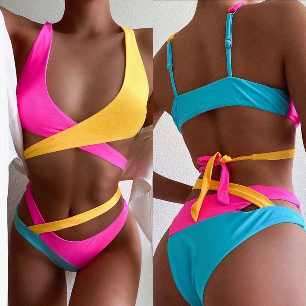Neon Colorblock bikini 👙